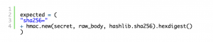 A code snippet that calculates the signature for the webhook secret